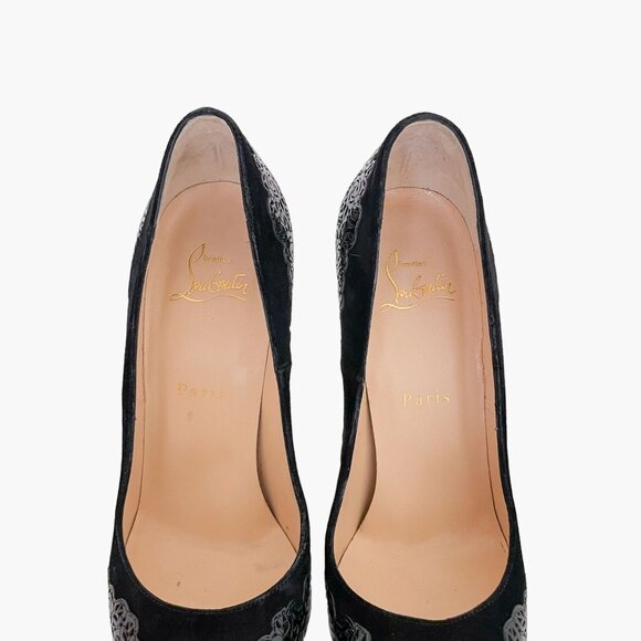 Christian Louboutin Muchapump 120 EU 37 US 7 Black Suede Lace High Heel Pump - Picture 5 of 12